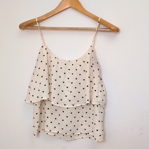 H&M IVORY LOOSE CAMISOLE WITH BLACK HEART SIZE 6 - Picture 2 of 4